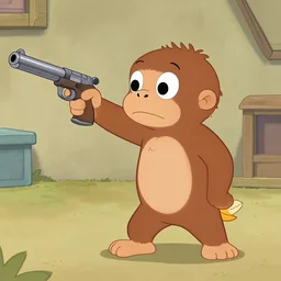 curious george with a gun