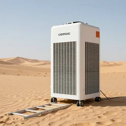 really big aircleaner in the dessert running with ladder laid, masterpiece,