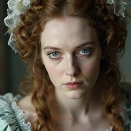 hyperrealistic close-up rococo woman! highly detailed concept art eric zener elson peter cinematic hard lighting high angle hd 8k sharp shallow depth of field, inspired by David Paul Cronenberg and Zdzisław Beksiński