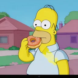 trail cam footage of Homer Simpson eating a doughnut
