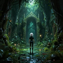 latex dungeon dark room in the style of ori and the blind forest