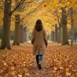walking through the autumn leaves, artstation,