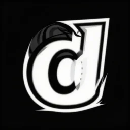 the letter d, company logo, comics, high contrast, monochromatic