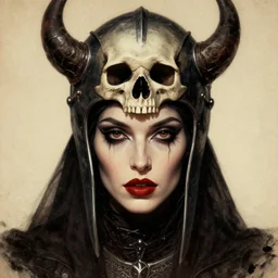 the darkfire witch as an eldritch realistic knight, closeup portrait art by donato giancola and greg rutkowski, vintage retro, realistic face, digital art, trending on artstation, eldritch lovecraftian skull helmet, symmetry!!