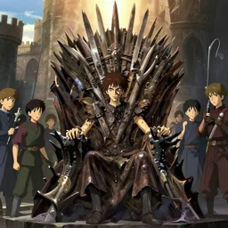 a film still of the battle for the throne, sun lighting, finely detailed features, perfect art, at an ancient city, gapmoe yandere grimdark, trending on pixiv fanbox, painted by greg rutkowski makoto shinkai takashi takeuchi studio ghibli, akihiko yoshida