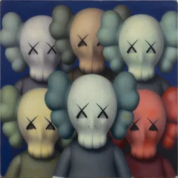 terrifying faces, by shusei nagaoka kaws, david rudnick, airbrush on canvas, pastell colors, cell shaded 8 k