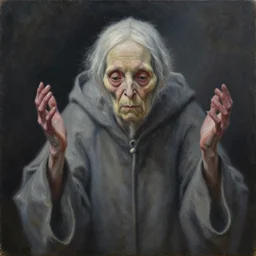 a space crone, control the soul, by wojciech siudmak, oil on canvas