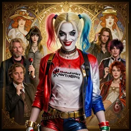 highly detailed vfx portrait megan fox as harley quinn, stephen bliss, unreal engine, greg rutkowski, loish, rhads, beeple, makoto shinkai and lois van baarle, ilya kuvshinov, rossdraws, tom bagshaw, alphonse mucha, global illumination, detailed and intricate environment