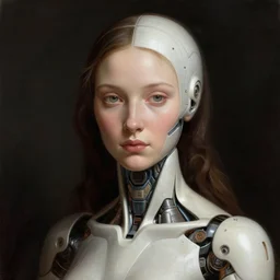 portrait of female android, intricate, elegant, highly detailed, digital painting, artstation, concept art, smooth, sharp focus, illustration, art by fra angelico