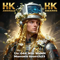hyperrealist portrait of a 2 0 4 4 space sport engineer, it is decorated with long gold wires and white flowers that fall like vines and wears a huge computer crown. by jeremy mann and alphonse mucha, fantasy art, photo realistic, dynamic lighting, artstation, poster, volumetric lighting, dramatic light, very detailed faces, 8 k, award winning