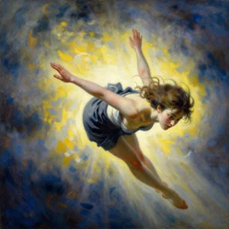non clothes girl flying in the sky, igh detailed beksinski painting, part by adrian ghenie and gerhard richter. art by takato yamamoto. deep colours,