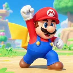 Super Mario catches a Pokémon