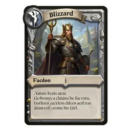 medieval trading card game design, front of the card. by blizzard. uncropped template
