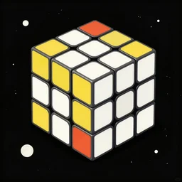 digital illustration of a rubiks cube in space by howard arkley, artstation