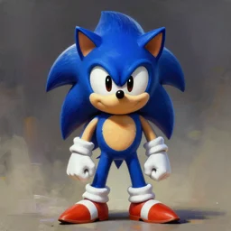sonic the hedgehog, by frank frazetta, digital painting masterpiece, beautiful brush strokes, advanced lighting technology, symmetry