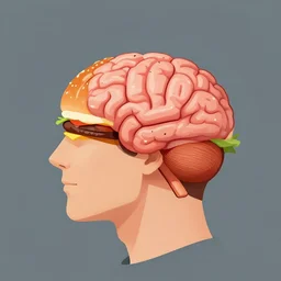 a human with a hamburger brain, digital illustration, in the style of greg rutkowski