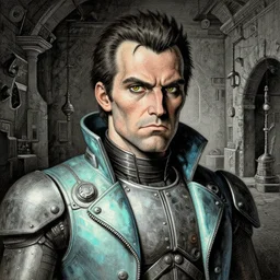 Rottenpunk Magnate Hank Hill Magician Portrait portrait portrait Dungeon Interior Man MetalGearSolid DeusExHumanRevolutionCover Art Face Head Eyes Snack Pilot Wearing Opalescent Vest Gilles Ketting Kuvshinov Ilya Ismail Inceoglu Arnold Bocklin Jakub Rebelka dug stanat Anime Inkpen Intaglio Grisaille Brushstrokes impasto