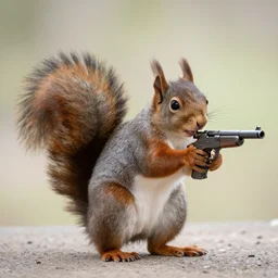 a squirrel with a gun