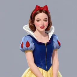 digital portrait painting of Emma Stone as a Disney princess wearing snow white's dress, Pixar style, professional studio lightening, volumetric lightening, photorealism by Tristan Eaton Stanley Artgerm and Tom Bagshaw
