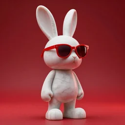rabbit groot as marble statue, red sunglasses, in red background, soft red texture, red realistic 3 d render, high red lights, 4 k, high detailed photography red, 5 0 mm lens