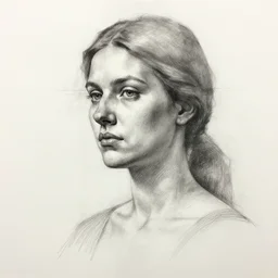 geometric sketch of woman, detailed, charcoal on paper,