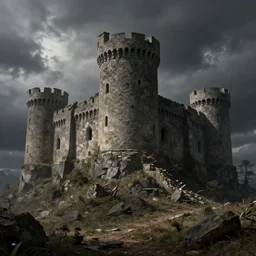 matte painting, castle, dramatic landscape, ruins