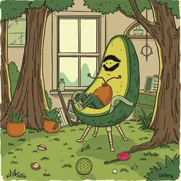 the avocado chair, funny vintage comic by greg rutkowski