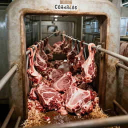 meat chamber, the horrors of factory farming