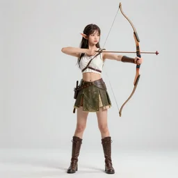 hyper realistic photography, elf archer girl full body, rule of thirds, human proportion, good anatomy, beautiful face, conceptart, saturated colors, cinematic, artstation, redshift, octane