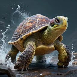 aged turtle, sci - fi, utopian, pixar splash art, art by artgerm, intricately detailed, highly detailed, trending on artstation, 4 k, wallpaper - 1 0 2 4
