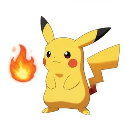 cute pokemon breathing fire, white background