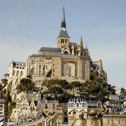 Stunning and highly detailed painting of Mount Saint-Michel by Hieronymus Bosch