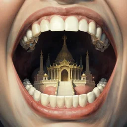 inside the giant's mouth there is a temple within roger dean, stanley donwood