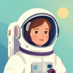 mary louise brooks 2 6 years old astronaut, retro space helmet, forbidden planet 1 9 5 6, retro futurism 1 9 5 0 s, half portrait trending on artstation, flat colour, geometric curves, gradient filter, pleasing tone colours, space walk, by conrad roset