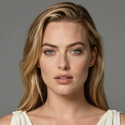 margot robbie as a beautiful greek god, highly detailed, detailed face, digital art
