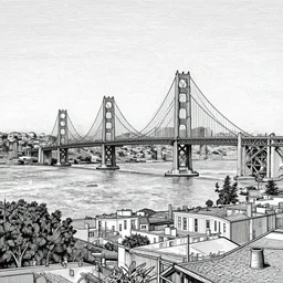 fine lines, san francisco harbor line art by stephen wiltshire