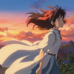 amazing detail, beautiful flowing feeling, sunset, by makoto shinkai, wojtek fus, by jeffrey smith, realistic and detailed, the vitality of life, an illustration, by rossdraws, by studio trigger, dramatic angle