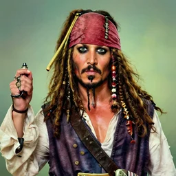 captain jack sparrow by bastien lecouffe - deharme colorful man 4 k very - detailed high - quality portrait deviantart artstation trending