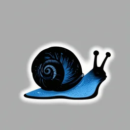 a snail vector logo in color scheme black and blue