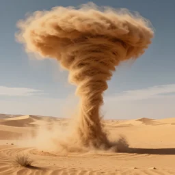 Sand tornado in the desert, digital art