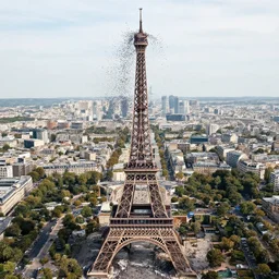 100m tall pigeon attack on Paris, as seen from drone camera