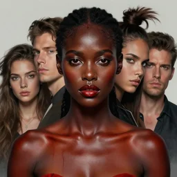stunning goddess of blood portrait, dark skin. realistic, symmetrical face. art by bowater charlie, mark brooks, julie bell, arian mark, tony sandoval