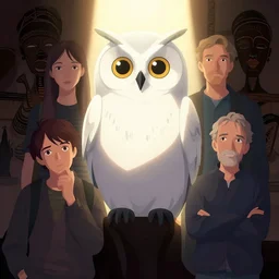 wise owl, pixiv fanbox, cinematic light, anime style, graphic novel by fiona staples and dustin nguyen, peter elson, alan bean, wangechi mutu, clean cel shaded vector art, trending on artstation