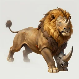 flying lion rhinoceros monk, digital painting, trending on artstation, concept art, sharp focus, illustration, award winning photograph, art by artgerm, greg rutkowski, and magali villeneuve