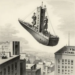 mothership soaring between skyscrapers, 1 9 th century charcoal and pencil drawing, high detail, high contrast