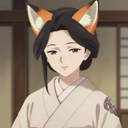 An anime portrait of a beautiful 30-year-old Japanese noblewoman with fox ears and wise, seductive eyes wearing a silk kimono, by a professional manga illustrator, Stanley Artgerm Lau, WLOP, Rossdraws, James Jean, Andrei Riabovitchev, Marc Simonetti, and Sakimichan, tranding on artstation
