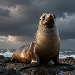 a south american fur seal by tomer hanuka, john kenn mortensen, octane render, dramatic ilumination