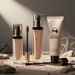 unisex cosmetics packaging design retrofuturism photorealistic