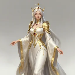 Lady Master of Illusions, long robes, white and gold, artstation, artstationHD, artstationHQ, high fantasy