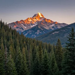 beautiful forest mountain landscape of usa with a majestic sunrise, art, high detail, high definition, photorealistic, hdr,